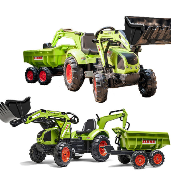 FALK Traktor na Pedały Claas Axos 330 z Koparką i Przyczepą 3-7 lat