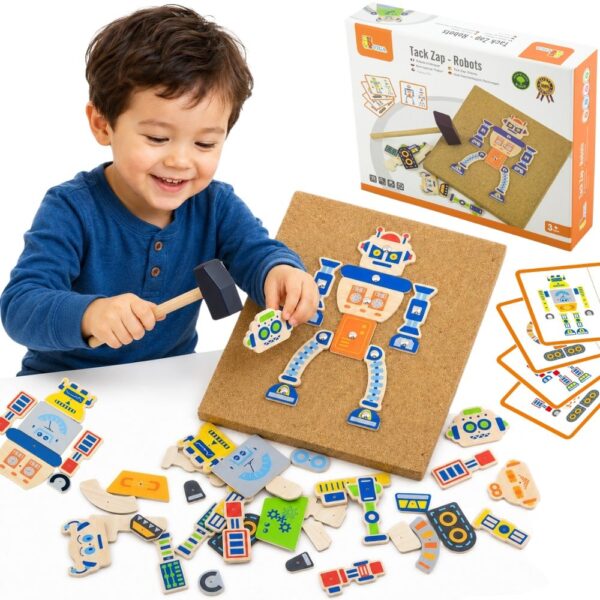VIGA Drewniana Przybijanka Roboty 45 elementów Montessori