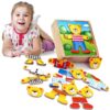 VIGA Drewniane Puzzle Układanka Edukacyjna Ubierz Misia Chłopca