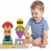 VIGA Drewniana Układanka Montessori Roboty Piramidka Klocki Edukacyjne 8el