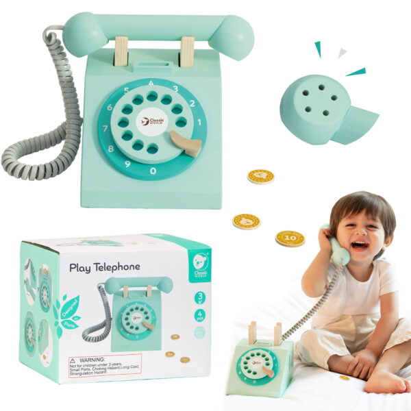 CLASSIC WORLD Klasyczny Drewniany Telefon dla Dzieci 4 el.