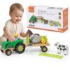 Viga Drewniany Traktor z Przyczepą Figurki Zwierząt Farma Zestaw Edukacyjny