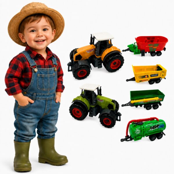 WOOPIE Zestaw Mini Farmera Traktory z Przyczepami