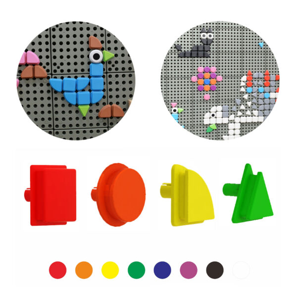 MASTERKIDZ Zestaw Kołeczki w kształcie figur geometrycznych 64szt do tablic STEM
